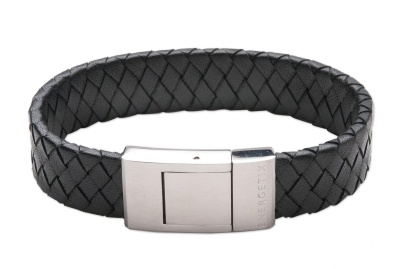 Классический плетеный кожаный магнитный браслет черного цвета немецкого бренда Energetix (ЕХ)